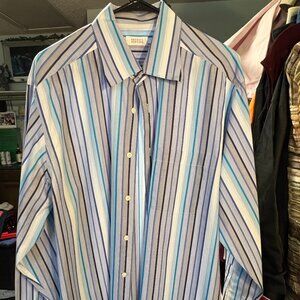 Barneys New York Colorful Stripes 100% Cotton Long-Sleeve Button-Up SZ XL